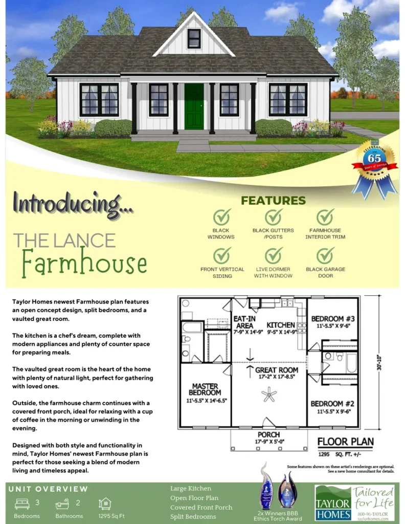 Introducing Taylor Homes' Newest Farmhouse Plan Lance Farmhouse Flyer